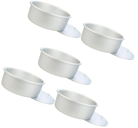MOTHNUR 5 piezas Molde Redondo para Pasteles Aluminio Anodizado con Base Desmontable Antiadherente para Hornear Mini Tartas y Postres Fácil Desmoldeado