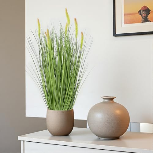Arnusa Künstliches Fuchsschwanzgras 70 cm im Topf – Kunstpflanze mit 7 Blütenähren – pflegeleichtes Ziergras aus Kunststoff für Wohnung & Büro Kunstgras Dekogras