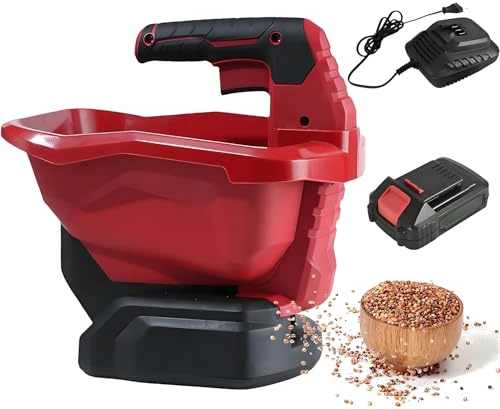 GYKOZY Esparcidor de Semillas de césped inalámbrico 3l, esparcidor de Fertilizante de Mano, esparcidor de césped con batería de 2000 mAh, esparcidor de Sal, tasa de Flujo Variable (1xBattery)