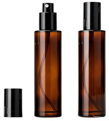 ASTRQLE 2 Pcs Amber Glass Spray Bottles Refillable Fine Mist Essential Oil Bottles Cosmetic Containers for Travel Aromatherapy Makeup Skincare, Amber, 3.4 ounces