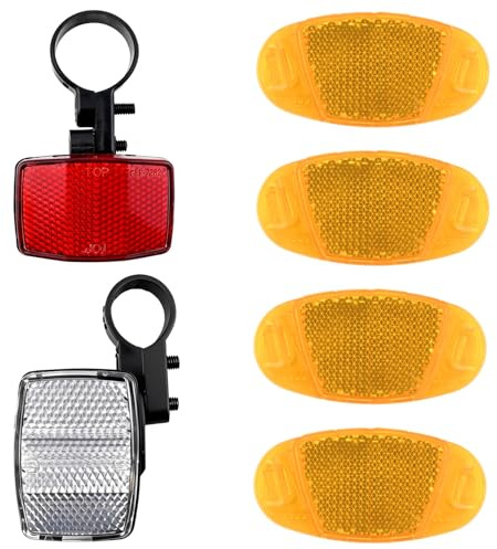 Ocoullow Bike Reflectors Kit, 6 PCS Bicycle Reflectors with White Front Reflector, Red Rear Reflector and 4 Bike Wheel Spoke Reflectors for Night Riding, Cycling Safety Warning Accessories