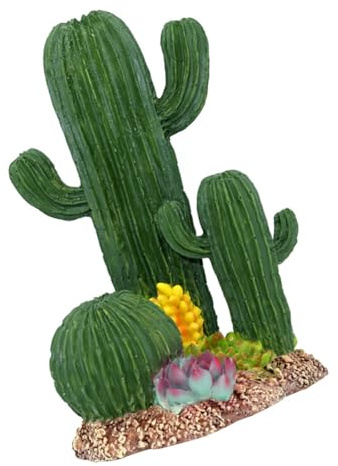 Toddmomy Simulated Resin Cactus Ornament for Reptile Terrariums, Vivid Cactus Modeling Statue with Climbing Features, Decorative Habitat Decor for Lizards, Turtles, and Amphibians