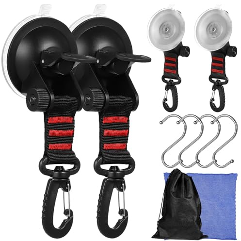 MAGICLULU 4 Stück Hochleistungs Saugnapfhaken aus Abs Leichte und Sichere Befestigung für Autofenster für Outdoor Reisen und Camping Zubehör