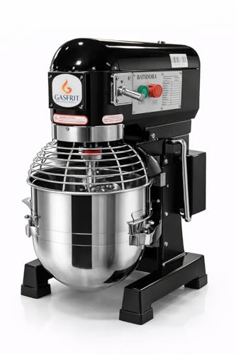 GASFRIT Amasadora Planetaria Profesional Industrial, Batidora de Pie 10L, 20L, 30L y 40L, 3 Velocidades, Acero Inoxidable, Gancho, Paleta y Varillas, Para Panadería y Pastelería