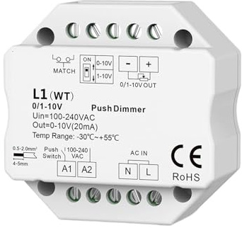 LED dimmer controller L1(WT) 0/1-10V AC push type LED dimmer switch 2.4G dimmer remote control voice control(R1 Remote Only)