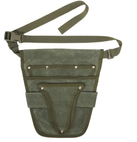 Borsa porta attrezzi da giardino, in tela cerata, multitasche, per giardinaggio, antiruggine, per attrezzi manuali all'aperto, marrone (verde)