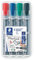STAEDTLER Lumocolor 356 WP4 Flipchart-Marker, farbintensiv, geruchsarm, Rundspitze ca. 2 mm Linienbreite, hohe Qualität, ideal für Flipchart-Blöcke, Set mit 4 Farben, sortiert, 1 Stück