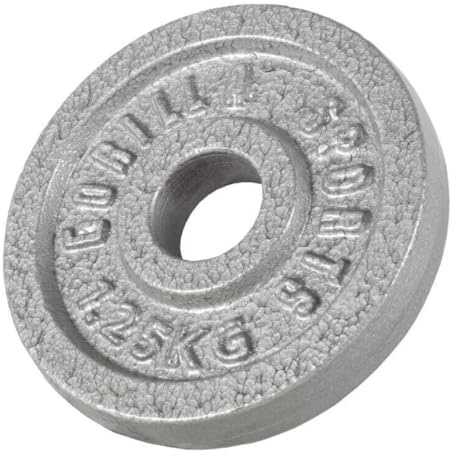 GORILLA SPORTS® Hantelscheiben 0,5–30 kg, 30/31 mm, Gusseisen, Set/Einzeln | Mit erhöhtem Griffrand und KG-Angabe, in Schwarz/Silber; Gewichtsscheiben für Kurz-, Lang-, Curl- und Trizepsstangen