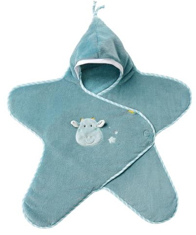 Fehn Einschlagdecke Drache - Kuschelige Babydecke mit Klettverschluss - Kuscheldecke mit Kapuze - Baby Erstausstattung für Kinderwagen, Babytrage, Autositz & Babybett - Decke für Babys von 0-6 Monaten