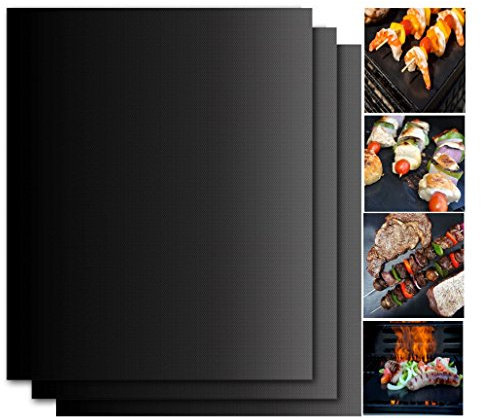 SIMINLIU® Grillmatte (3 Pack) zum Grillen und Backen Wiederverwendbar BBQ Grill Matten Backmatten aus Teflon Antihaftbeschichtung - Backofenpapier Wiederverwendbar - FDA Zulassung 40x33 cm