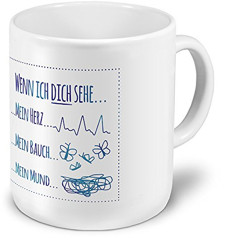 printplanet XXL Riesen-Tasse mit Spruch: Wenn ich Dich Sehe...Mein Herz...Mein Bauch...Mein Mund… - Kaffeebecher, Sprüchebecher Becher, Mug