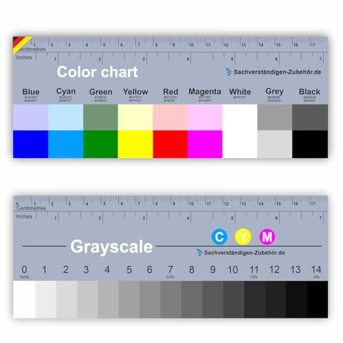 Sachverständigen-Zubehör® Stufengraukeil als [Farbkarte] 18 cm | Profi Belichtungsmesser | Fotografie Tonwertkorrektur Farbfächer | ColorChecker | Farbkarten | Farbrad Bearbeitungsprogramm