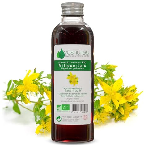 VOSHUILES - Macérât Huileux BIO de Millepertuis Herbacé et Légèrement Terreux - Soin Corporel Cosmétique - 50ml - Hydratation et Réparation Naturelle Peau Sensible