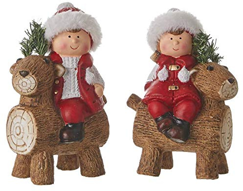 Edelman 8718861473032 Lot de 2 Figurines avec Renne de Noël, décorations et Objets, Multicolore
