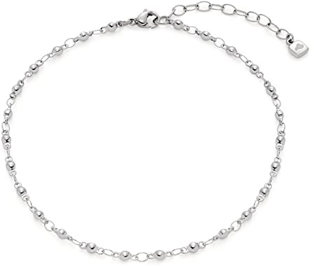 JEWELS BY LEONARDO Fußkette Ciao Cilla • Fuss-Kettchen aus silberfarbenem Edelstahl • minimalistisches Design mit eingesetzen Perlen • 24-29 cm Länge • Geschenk für Damen • 021236