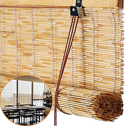 Bambusrollo Outdoor - Rollo Bambus Ohne Bohren, Holzrollo Für Fenster, Garten Deko, Sonnenschutz/Schattierung/Anti-UV, Für Terrasse,Garten,Tür,Küche, (Anpassbar Size : 50x80cm/20x31in)