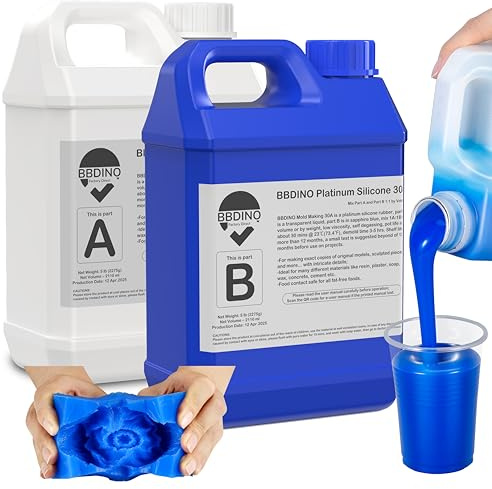BBDINO Kit de Fabrication de Moules en Silicone, Caoutchouc 30 A, Liquide 4,5 kg, 1:1 par Volume, Idéal pour la Création