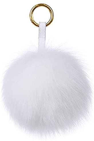 feifanshop Damen Fuchspelz Pom Pom Ball Echtfell Fell Pelz Bommel Schlüsselanhänger Taschenanhänger Schlüssel- Taschen- Fellanhänger Pelz-Anhänger für Handtaschen, Rückspiegel im Auto