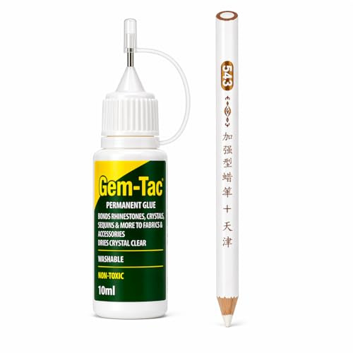 JP Konst & hantverk ädelsten Tac lim applicering kristall strass diamant konst & hantverk projekt mode accessoarer smycken tillverkning gör-det-själv 10 ml med 1 vaxplockare blyertsfri
