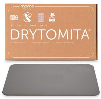Momo Lifestyle Stone Bath Mat Drytomita – Quick Drying Diatomaceous Earth, Ultra Absorbent 23.6 X 15.4 Graphite Gray