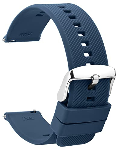 TStrap Klockarmband av silikon, 20 mm, med quick release-funktion, av mjukt gummi, svart, vattentätt militärklockarmband för män och kvinnor, för byte av smartklockarmband, 18, 19, 20, 21 och 22 mm