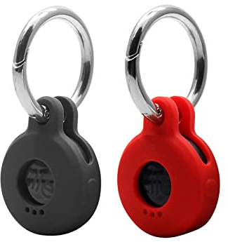 Case for Tile Sticker (2022) 2-Pack. Small Bluetooth Tracker Cover, Protective Holder for Remote Finder and Item Locator, Pets Dog Cat Collar Accessories Black+Red