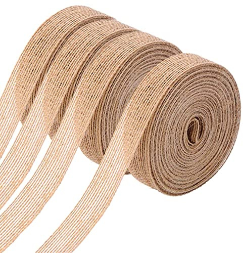WUBAYI 4 rotoli di nastro naturale, nastro di iuta per artigianato, decorazioni di nozze e confezioni regalo (2 cm x 10 m)