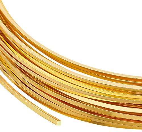 BENECREAT 0.8 mm (20 Gauge) 5 m Quadratischer Kupferdraht, Goldener Messingdraht Für Schmuck-Perlen-Handwerksarbeiten