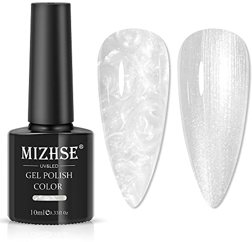 MIZHSE Weiß UV Nagellack Pearl Gel Nagellack für Nägel, Weiß, 10ml