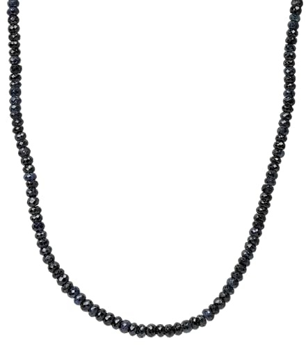 ELEDORO Saphir Edelsteinkette Damen mit 925 Silberverschluss | Kleine deutsche Schmuckmarke ELEDORO: handgefertigte Saphir-Kette, 45 cm, Karabiner, 925 Silber