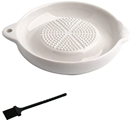 Norhogo Rallador de cerámica, rallador de jengibre de cerámica, con cepillo, rallador de ajos, rallador de frutas, rallador de verduras, rallador wasabi, para jengibre, ajo, cebolla orbicular