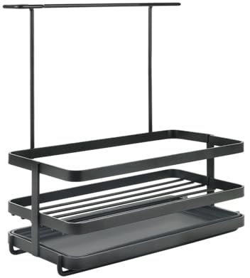 Metaltex Spülbecken Organizer LAVA Line, mit Abtropfschale, Küche oder Bad, Schwarz
