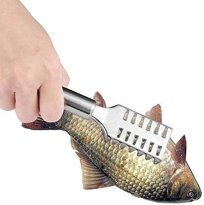 Fish Scaler Remover Fish Scaler Brush with 58 Stainless Steel Sawtooth Easily Remove Fish Scales Skin Cleaning Tool Scraper for Chef and Home Cooks Pack of 1