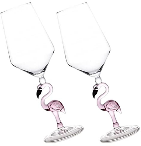 TOPBATHY 2 Pièces Verre à Vin Flamant Rose Flûtes Verre à Martini Coupé s à Cocktail En Cristal Buveurs De Porto rie De Club De Fête s à Porto Délicat Un Gobelet
