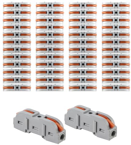 Morsetti di collegamento a 1 polo, 50 pezzi, morsetti per cavi con leva, morsetti elettrici compatti di collegamento conduttori, liberamente combinabili