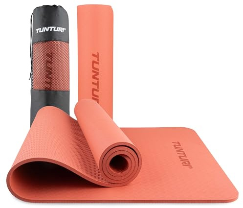 Tunturi Tapis de yoga épais 8 mm – Tapis de gymnastique antidérapant – Avec sangle de transport – Pour yoga et pilates – Tapis de sport 183 x 61 x 0,8 cm – Particulièrement confortable – Vert