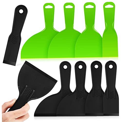 Angoily 10pcs Putty Spatula with Comfortable Handles Versatile Plastic Painters Tools for Wall Repair Filling and Decorating Includes Flat Spatulas for Smooth Surfaces and Wallpaper