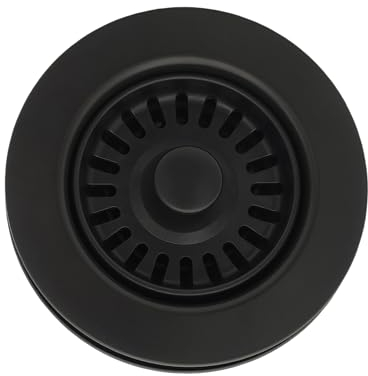 Black Kitchen Sink Drain Assembly, TGEOND 3-1/2 inch Polymer Kitchen Drain Strainer Kit with Removable Basket Strainers Stopper Matching for Granite/Fireclay Sinks