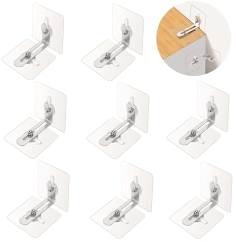 Ryvera 8 Stück Kippsicherung Möbel – Ohne Bohren, Kindersicherung Schränke/Regale, Anti-Kipp Halterung für Wohnzimmer/Kinderzimmer, Stabil & Leicht Montierbar