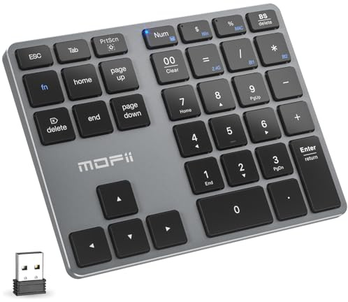 MOFII Bluetooth-Nummernblock für Laptop, kabellos, Ziffernblock, 35 Tasten, wiederaufladbarer USB-C-Nummernblock, Buchhaltung, tragbare Finanzdaten, 10 Tasten für Laptop/PC/Desktop/Notebook/Surface