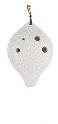 ocarina Ocarina a bocca corta con smalto incrinato a 6 fori multicolore S/G per principianti(Color:White)