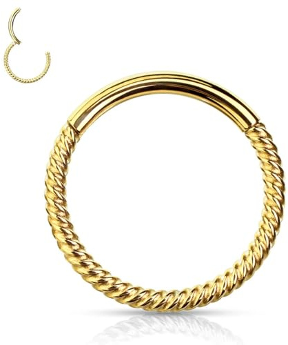 HENYQANN Gold Septum Ring 6mm Conch Nasenring Knorpel Ohrring Lippen Daith Helix Augenbrauen Bauch Tragus Piercing 16G