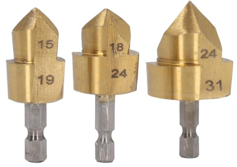 Broca Escariadora de Tuberías PPR, 3 Piezas de Acero con Alto Contenido de Carbono, Brocas Escariadoras para Tuberías de Agua, Herramienta Escariadora de Tuberías, Kit de Broca