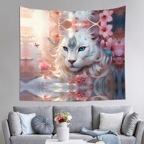 PHAYAH Tapiz para colgar en la pared con diseño de guepardo en flor persa, se aplica a la decoración del hogar, sala de estar, dormitorio, cortina de 60 x 51 pulgadas