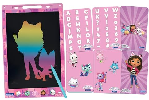 Lexibook, Gabby’s Dollhouse, Zaubertafel, Künstlerisches und Kreatives Spielzeug für Jungen und Mädchen, Mehrfarbige Zeichnungen, 28 cm Bildschirm, Inklusive 1 Stift und 6 Schablonen, Rosa, CRT10GDH | A4-Format, 28 cm Bildschirm, 1 Stift & 6 Schablonen, mehrfarbige Zeichnungen