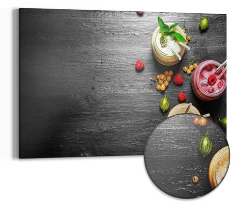 DEQORI Metall Magnettafel | 60x40 cm cm groß | Motiv Smoothies auf Schiefer | Whiteboard für alle Magnete | Magnetboard Wand-Tafel für Küche & Büro | Design Magnetwand Pinnwand magnetisch