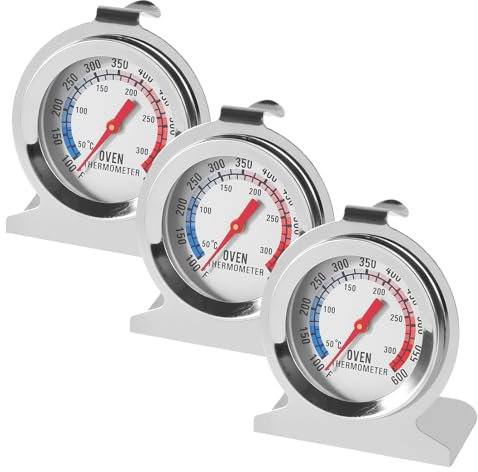 3Pcs Oven Thermometer 100-600°F/50-300°C Stainless Steel Kitchen Cooking OvenTemperature Gauge Grill Fry Chef Baking Chef for Kitchen Cooking Baking