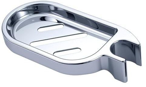 Clip-on Shower Rail Soap Holder: Adjustable Soap Dish for 25mm Shower Pole - Rust-Resistant ABS Soap Tray with Grooved Drainage Design