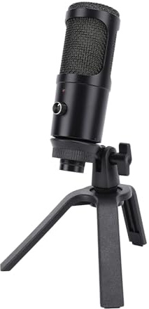 Fockety Microfono USB, Microfono da Gioco Professionale con Controllo del Guadagno Regolabile, Indicatore LED, Supporto da Tavolo, Microfono Podcast USB per PC per Streaming di Giochi