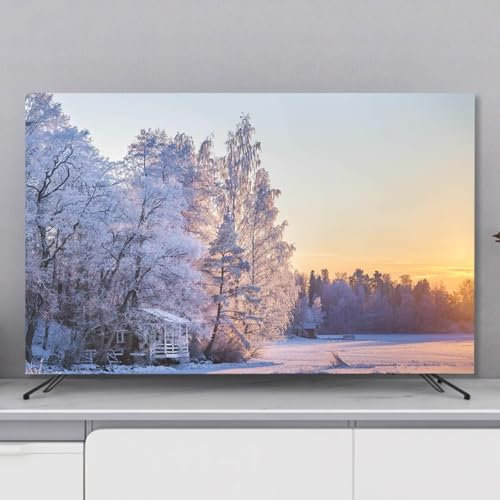 JANEMUA In Living Room TV Dust Cover,Snow Scene TV Screen Protector,For Various Types TV,Universal for Desktop/Curved Surfaces-2||80inch